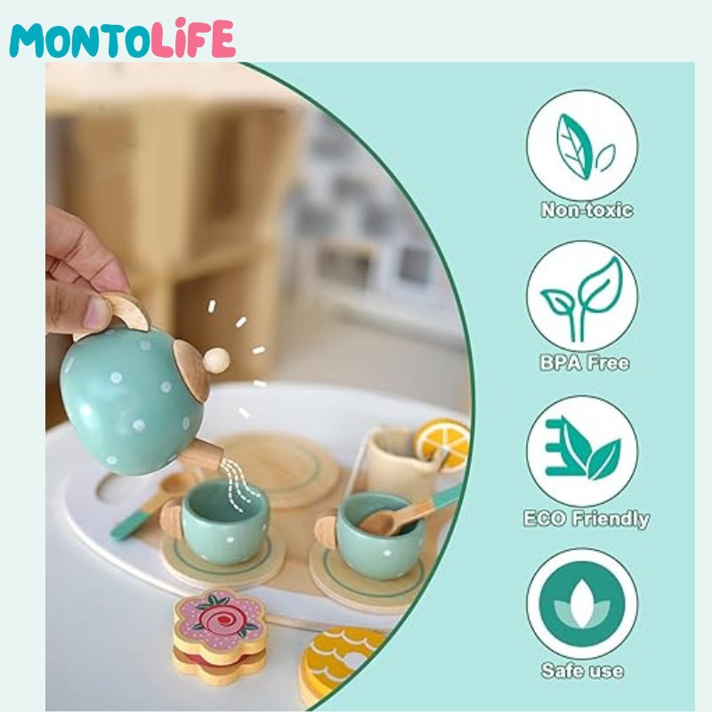 Wooden Tea Set – Pretend Play for Mindful Motor & Social Skills Development