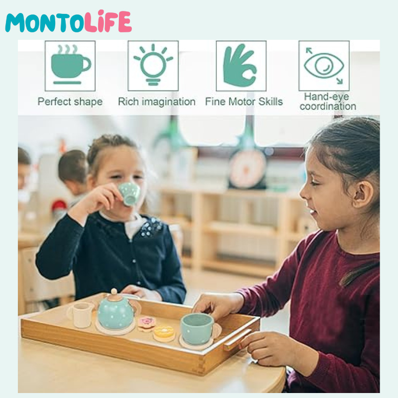 Wooden Tea Set – Pretend Play for Mindful Motor & Social Skills Development