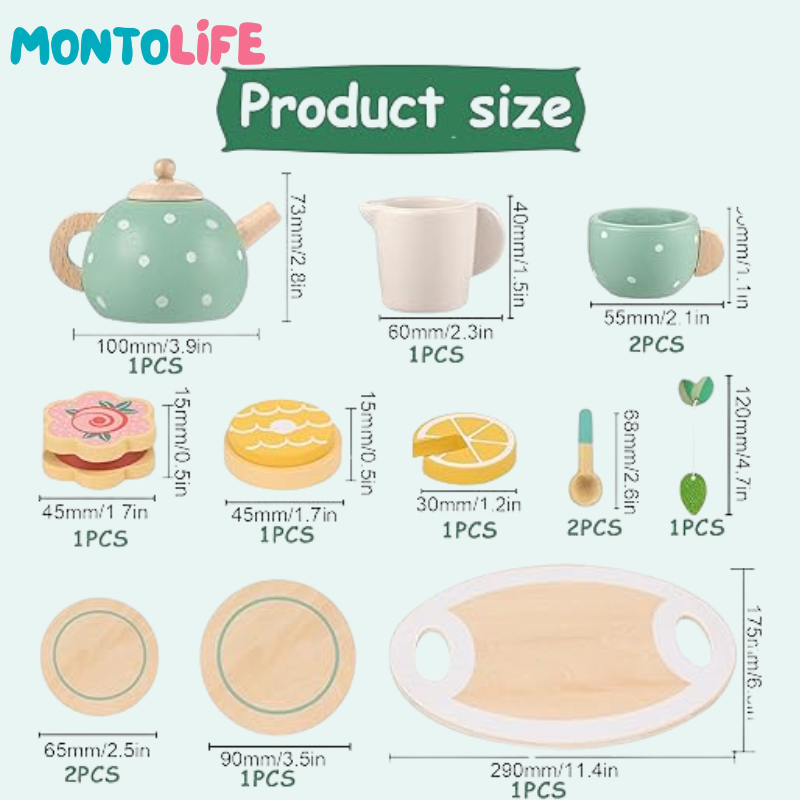 Wooden Tea Set – Pretend Play for Mindful Motor & Social Skills Development