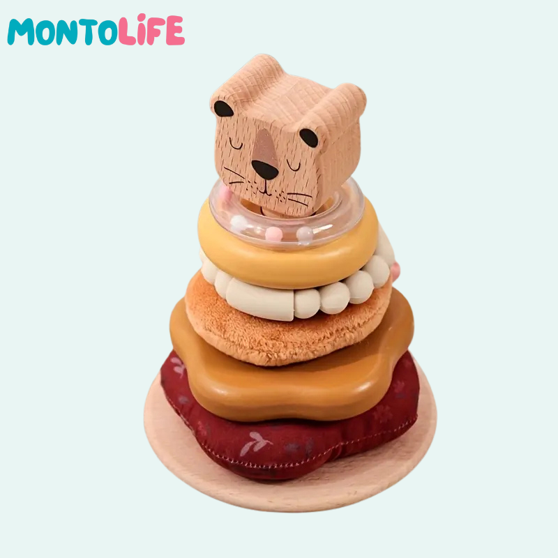 Wooden Lion Stacking Toy – Cute Animal Balance & Early Learning Playset