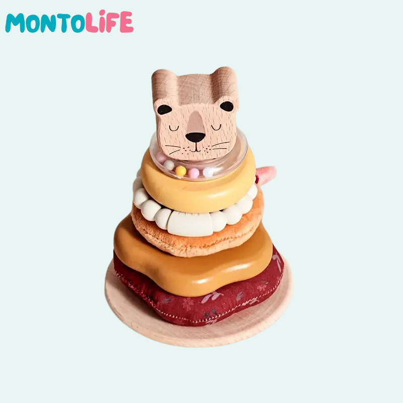 Wooden Lion Stacking Toy – Cute Animal Balance & Early Learning Playset
