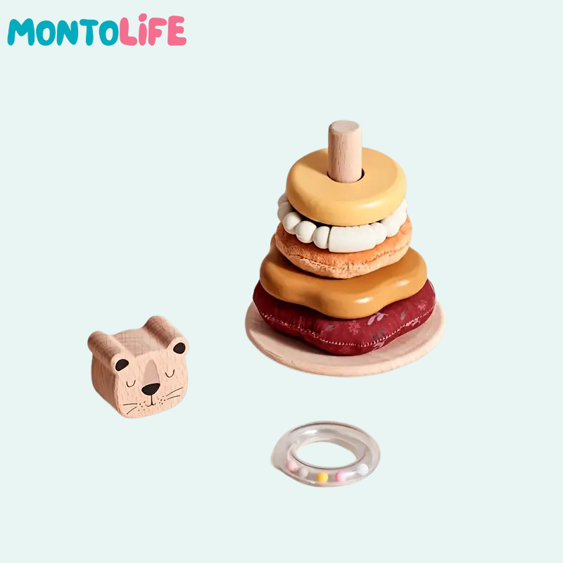 Wooden Lion Stacking Toy – Cute Animal Balance & Early Learning Playset