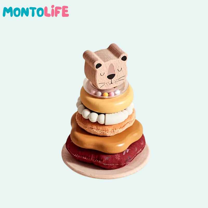 Wooden Lion Stacking Toy – Cute Animal Balance & Early Learning Playset