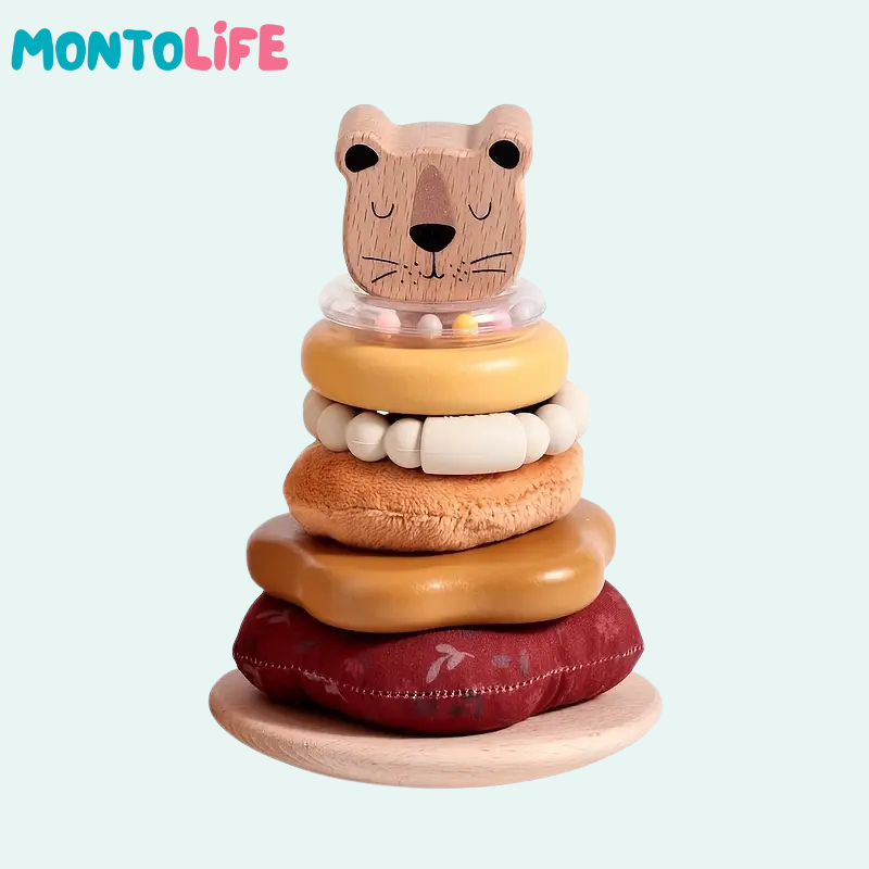 Wooden Lion Stacking Toy – Cute Animal Balance & Early Learning Playset