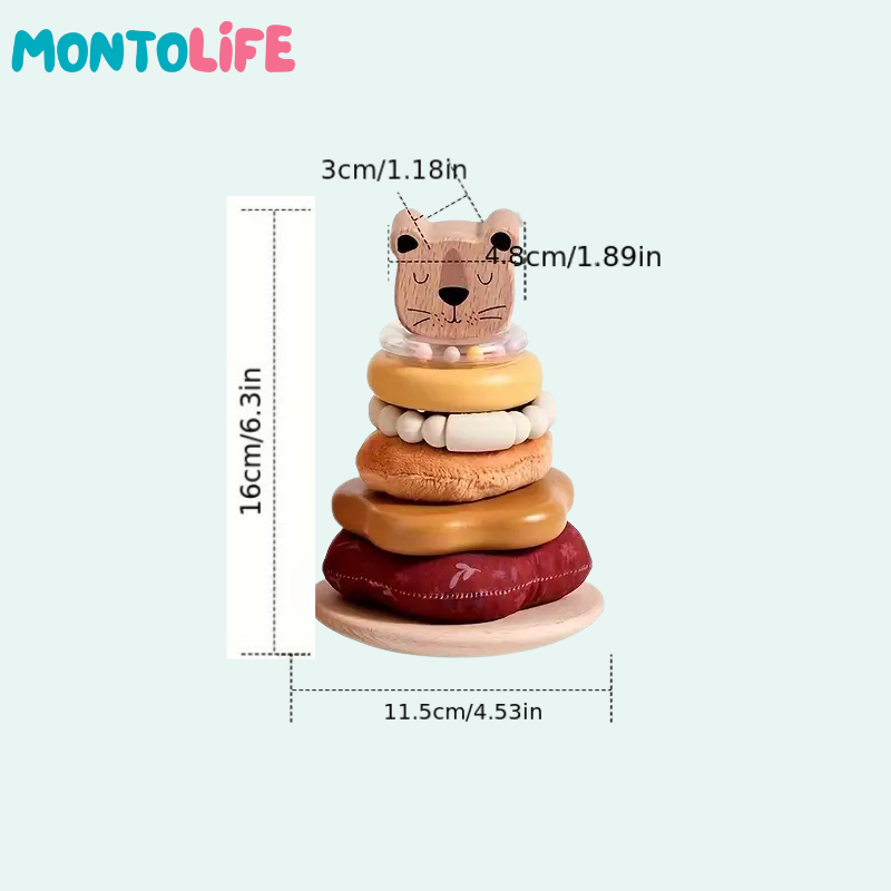 Wooden Lion Stacking Toy – Cute Animal Balance & Early Learning Playset