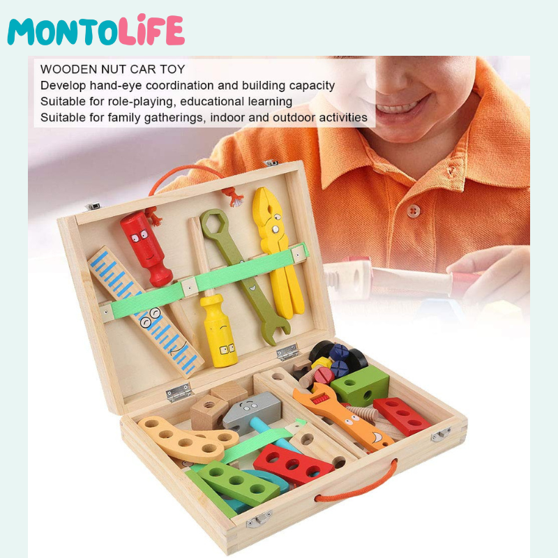 Wooden Tool Set – Educational Pretend Play Construction Kit