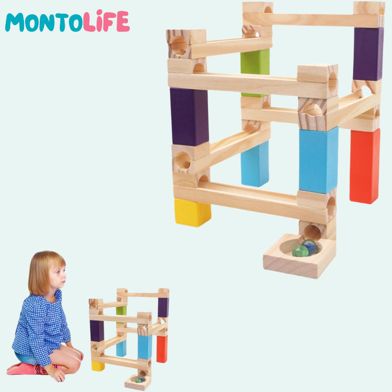 Wooden Ball Track – Educational Marble Run Construction Toy