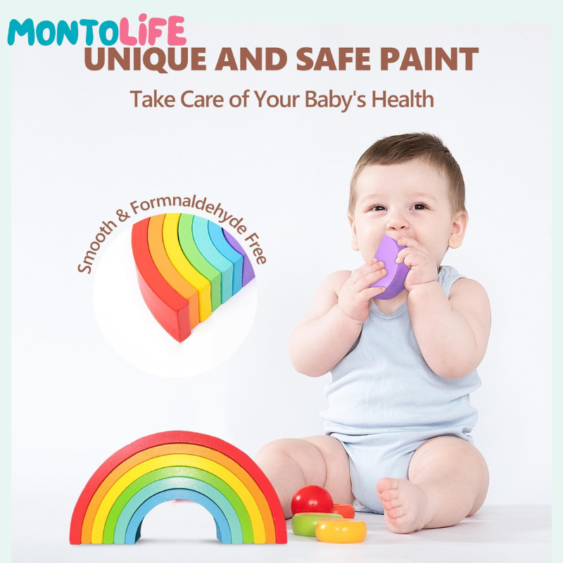Stacking Rainbow – Montessori-Inspired Wooden Toy
