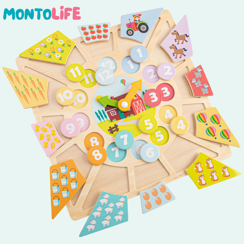 Wooden Clock Puzzle – Educational Time Learning Toy