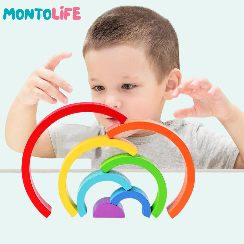 Stacking Rainbow – Montessori-Inspired Wooden Toy