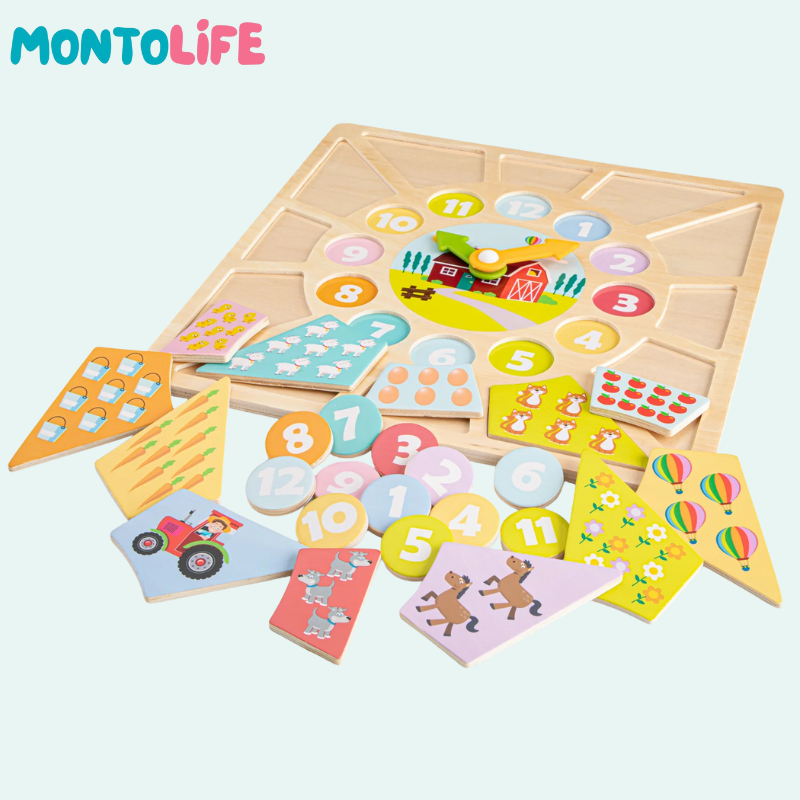 Wooden Clock Puzzle – Educational Time Learning Toy