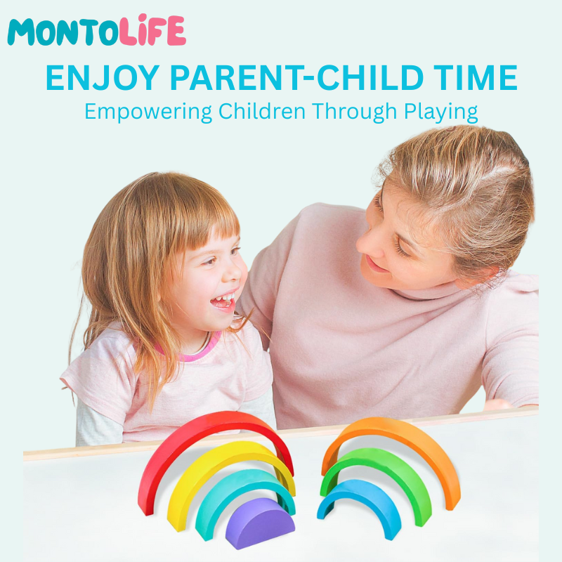 Stacking Rainbow – Montessori-Inspired Wooden Toy