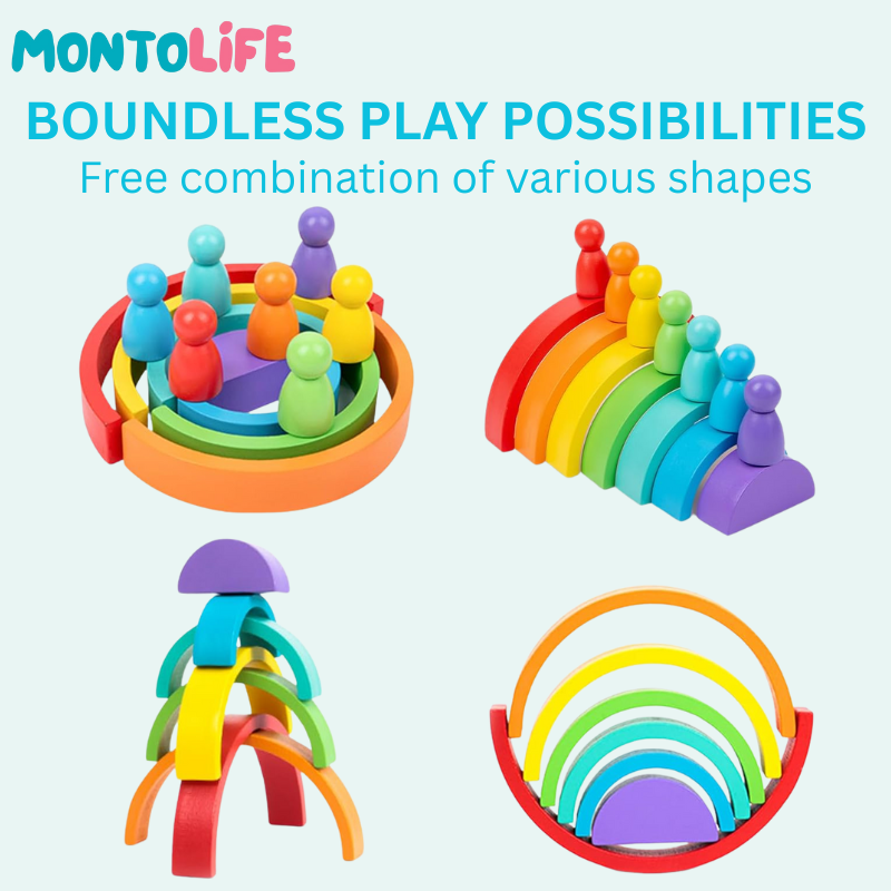 Stacking Rainbow – Montessori-Inspired Wooden Toy