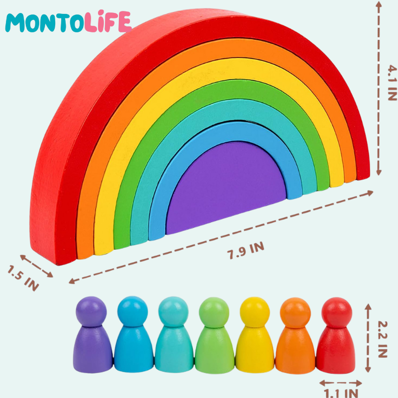 Stacking Rainbow – Montessori-Inspired Wooden Toy
