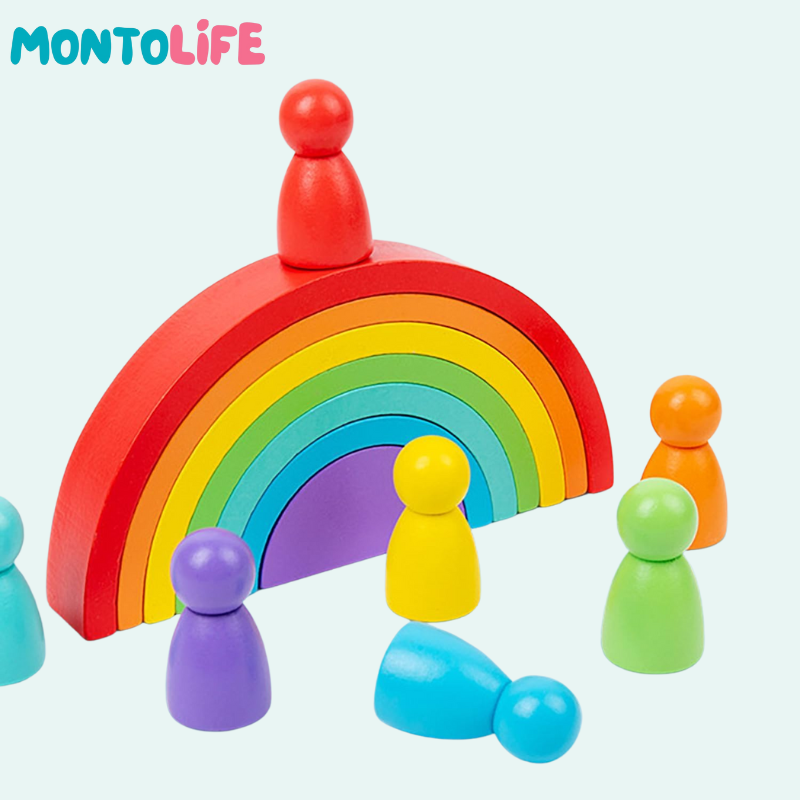 Stacking Rainbow – Montessori-Inspired Wooden Toy