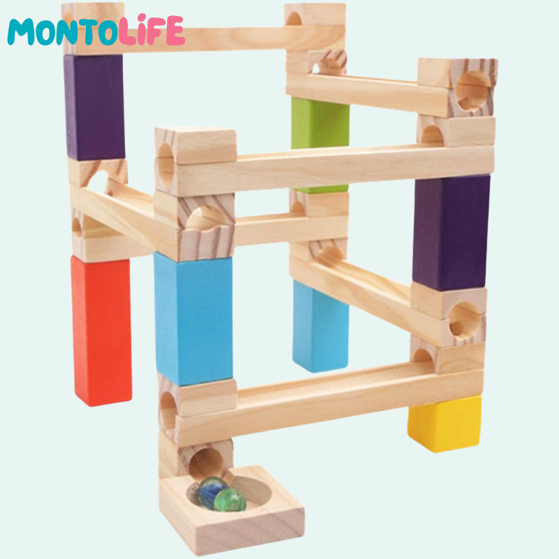 Wooden Ball Track – Educational Marble Run Construction Toy