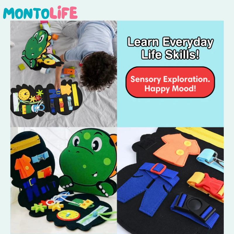 Sensory Busy Board – Dinosaur Activity Toy for Toddlers & Early Learning Fun
