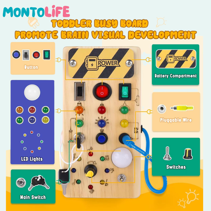 Wooden Switch Activity Board – Encourage Focus, Fine Motor Skills & Exploration