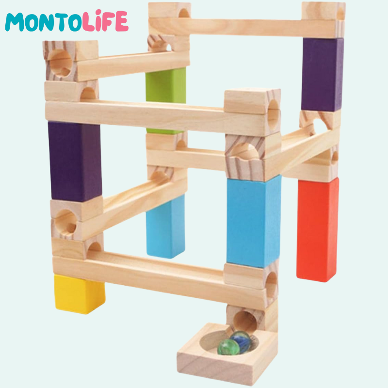 Wooden Ball Track – Educational Marble Run Construction Toy