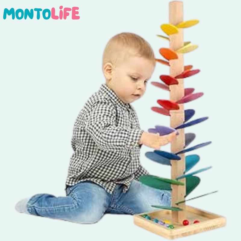 Wooden Rainbow Tree – Soothing Drop Ball Toy