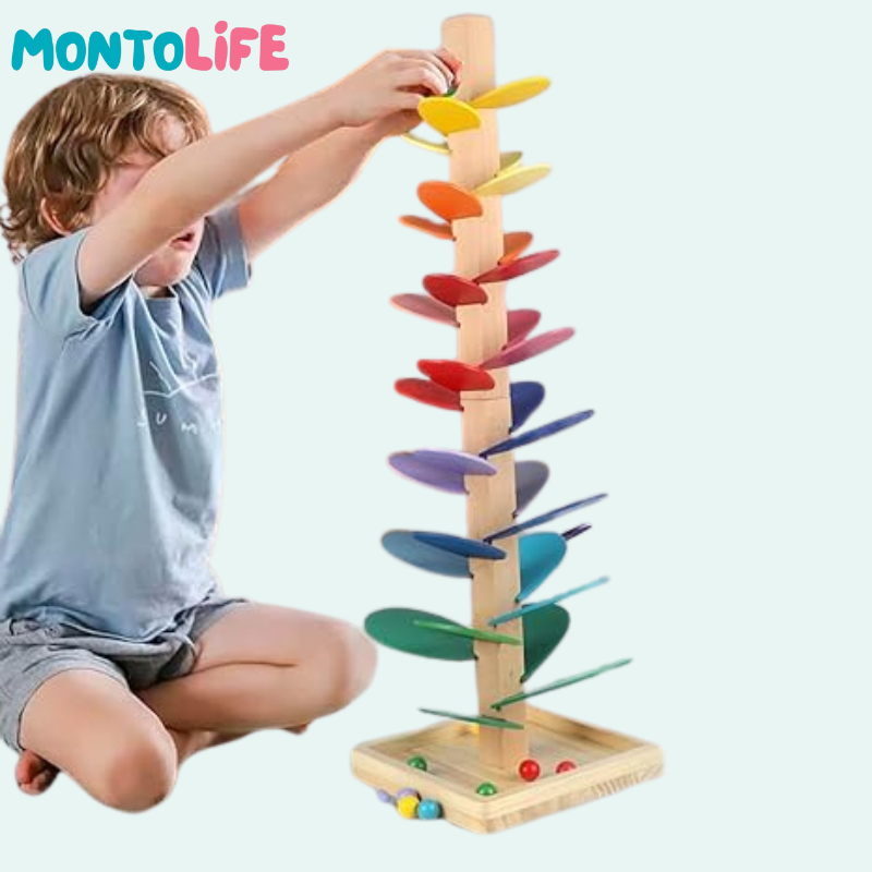Wooden Rainbow Tree – Soothing Drop Ball Toy