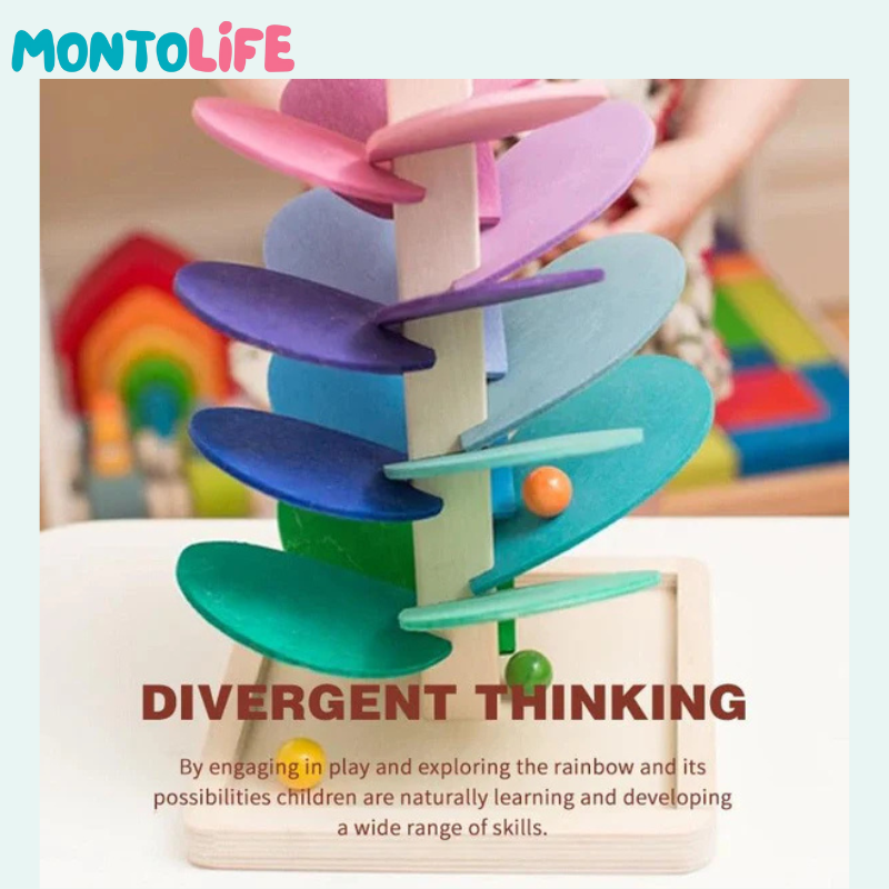 Wooden Rainbow Tree – Soothing Drop Ball Toy