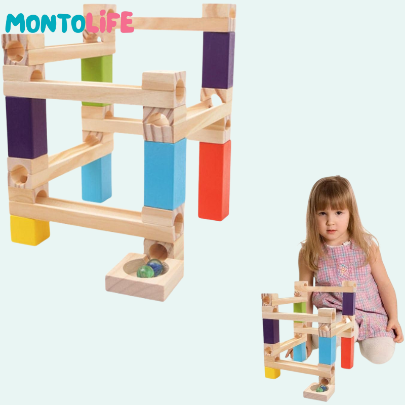 Wooden Ball Track – Educational Marble Run Construction Toy