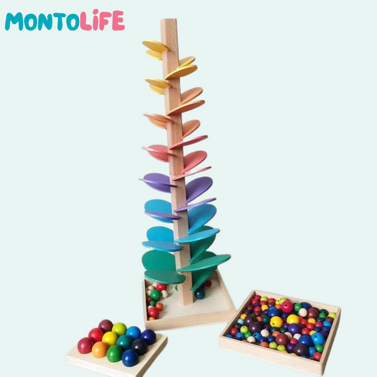 Wooden Rainbow Tree – Soothing Drop Ball Toy