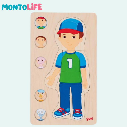 Wooden Layer Puzzle Anatomy Boy – Educational Human Body Learning Toy