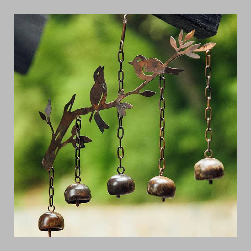 Rustic Iron Wind Chime – Charming Songbird Outdoor Garden Decor