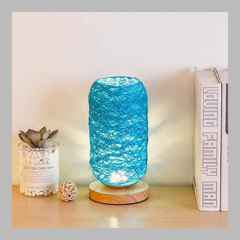 Modern Handwoven Rattan Night Lamp – Natural Boho Bedroom Lighting