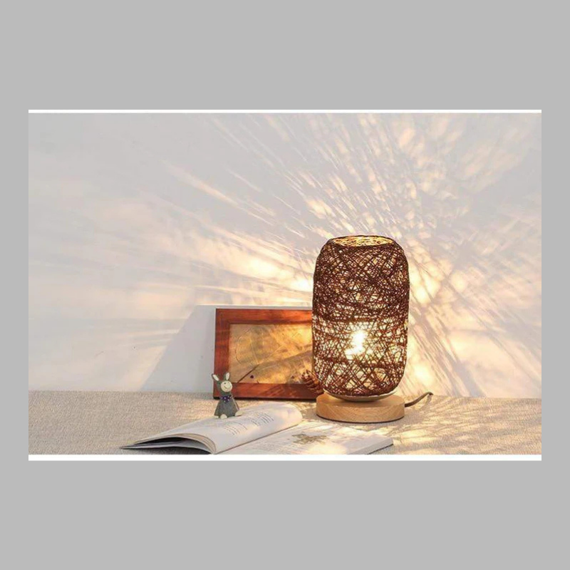 Modern Handwoven Rattan Night Lamp – Natural Boho Bedroom Lighting
