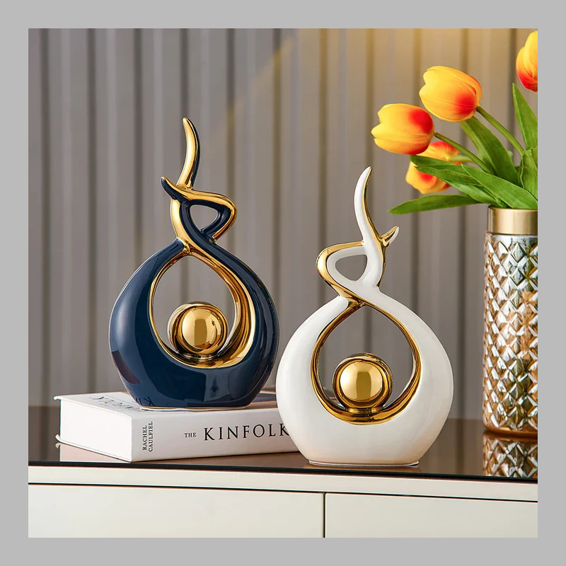 Modern Abstract Ceramic Sculpture – Elegant Home & Office Decor