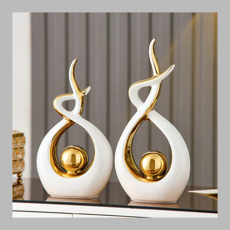 Modern Abstract Ceramic Sculpture – Elegant Home & Office Decor