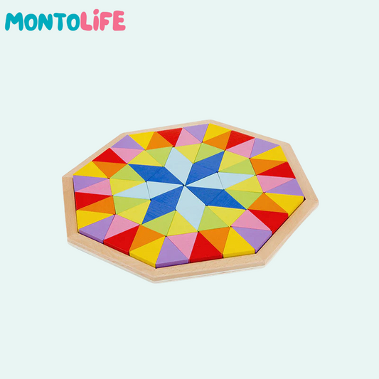 Wooden Octagon Brain Teaser Puzzle – 72-Piece Educational Logic Game