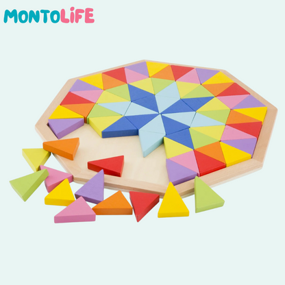 Wooden Octagon Brain Teaser Puzzle – 72-Piece Educational Logic Game