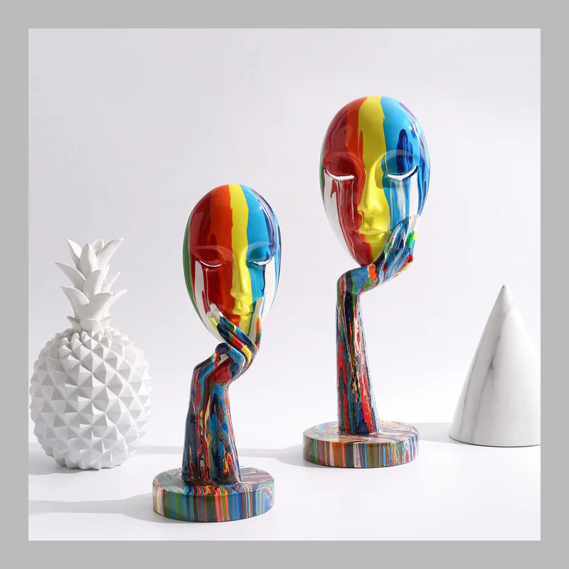 Modern Colorful Woman Face Sculpture – Artistic Mask Decoration