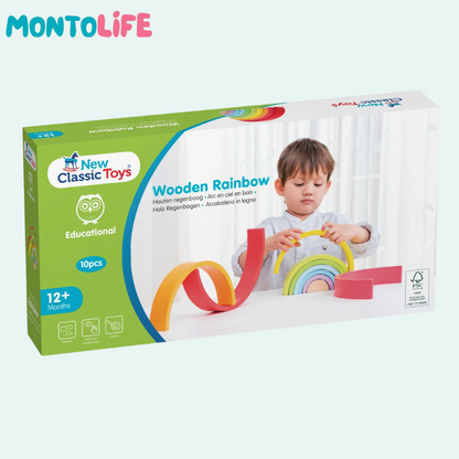 Wooden Rainbow Stacking Toy – 10 Arc Set