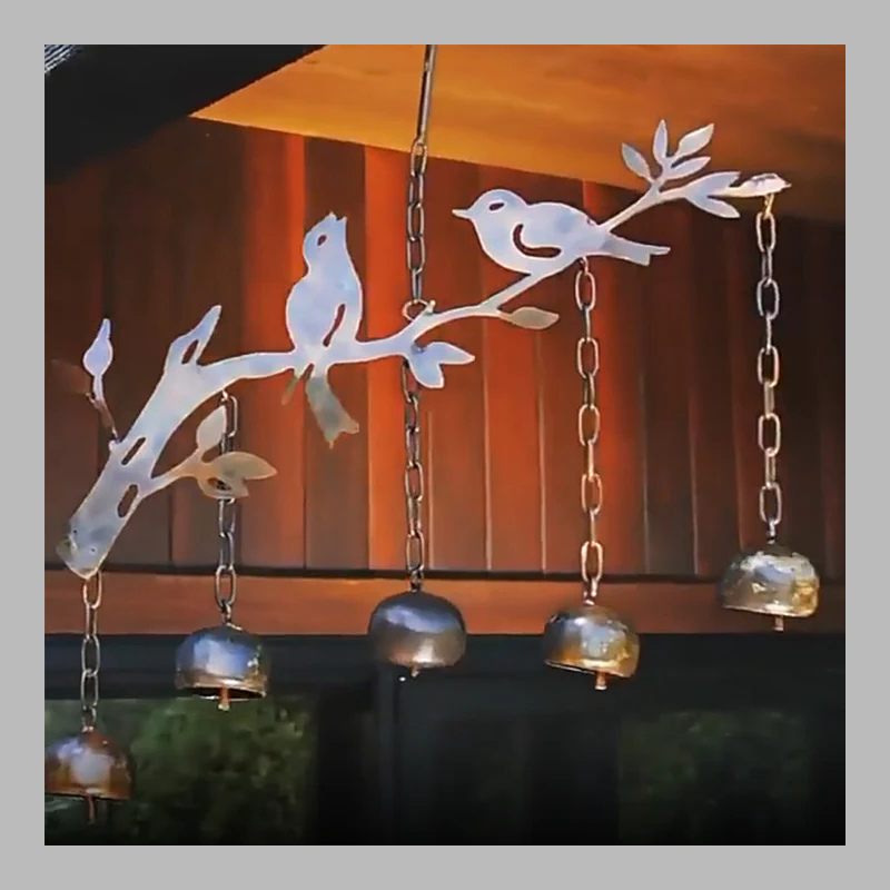 Rustic Iron Wind Chime – Charming Songbird Outdoor Garden Decor