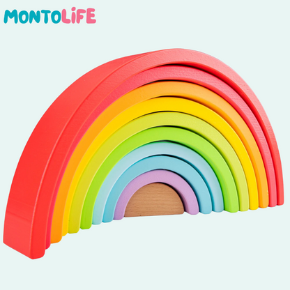 Wooden Rainbow Stacking Toy – 10 Arc Set