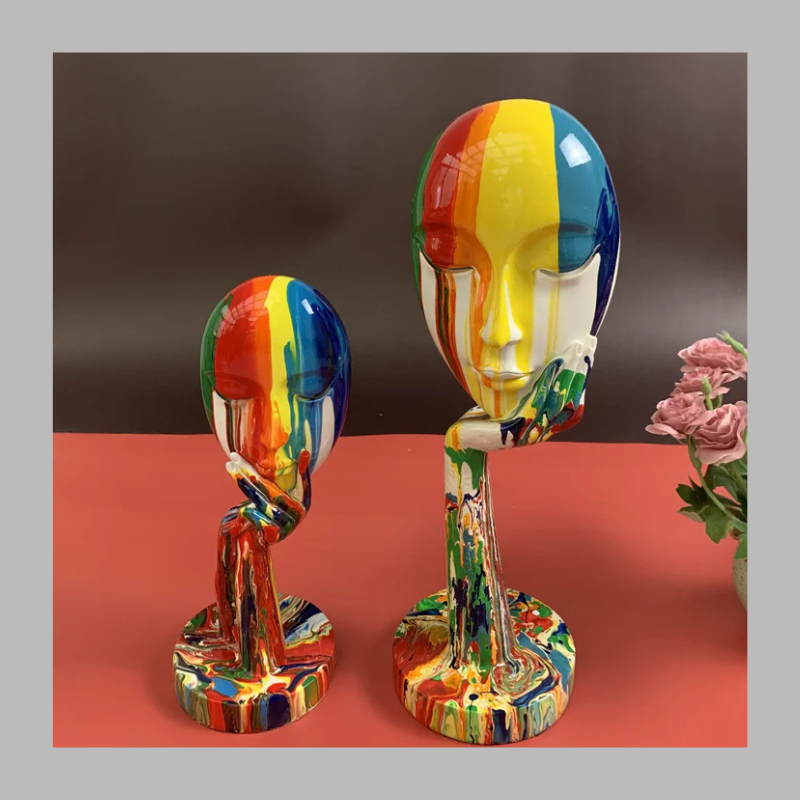 Modern Colorful Woman Face Sculpture – Artistic Mask Decoration