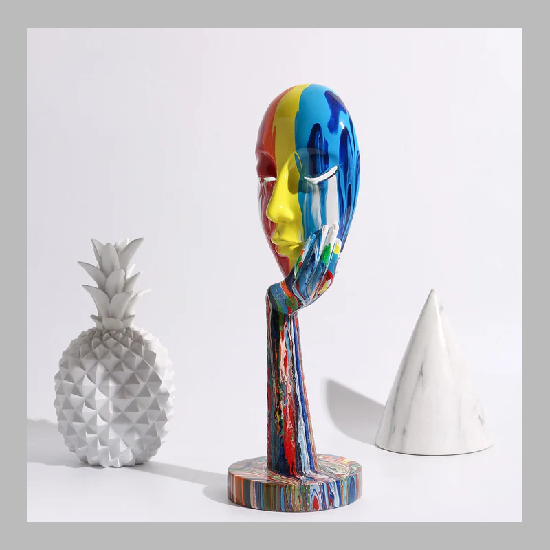 Modern Colorful Woman Face Sculpture – Artistic Mask Decoration