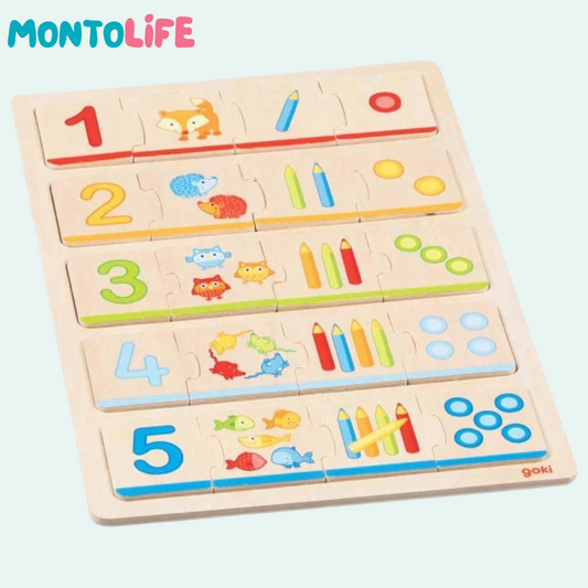 Wooden Counting Puzzle – Montessori Numbers Learning Toy