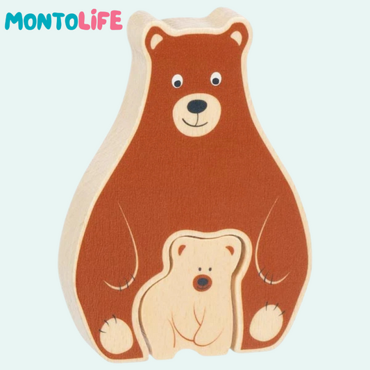 Wooden Stacking Puzzle – Bear Family Educational Toy