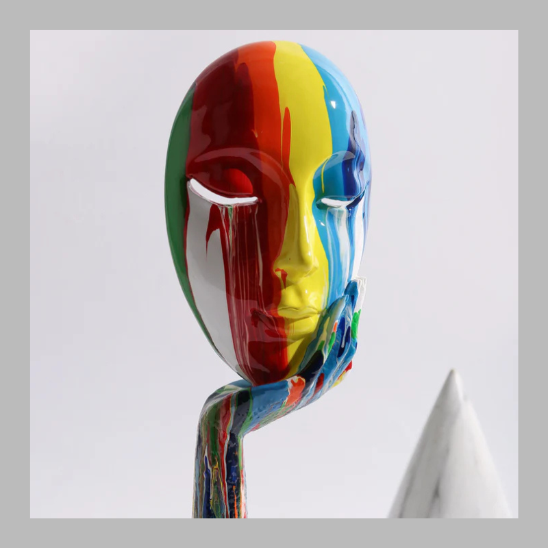 Modern Colorful Woman Face Sculpture – Artistic Mask Decoration