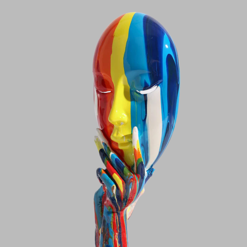 Modern Colorful Woman Face Sculpture – Artistic Mask Decoration