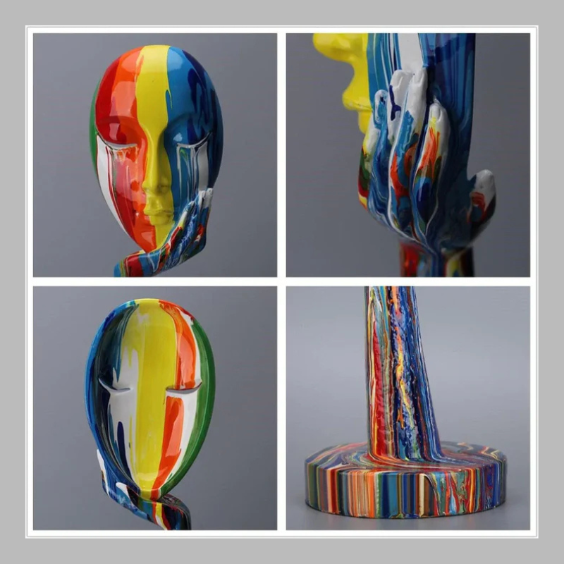 Modern Colorful Woman Face Sculpture – Artistic Mask Decoration