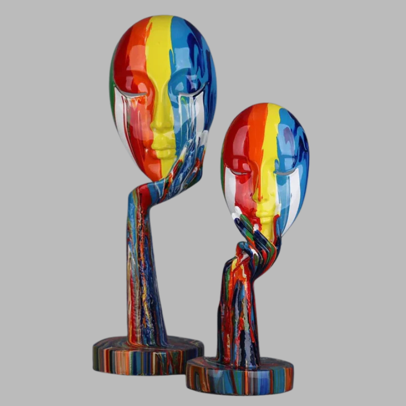 Modern Colorful Woman Face Sculpture – Artistic Mask Decoration