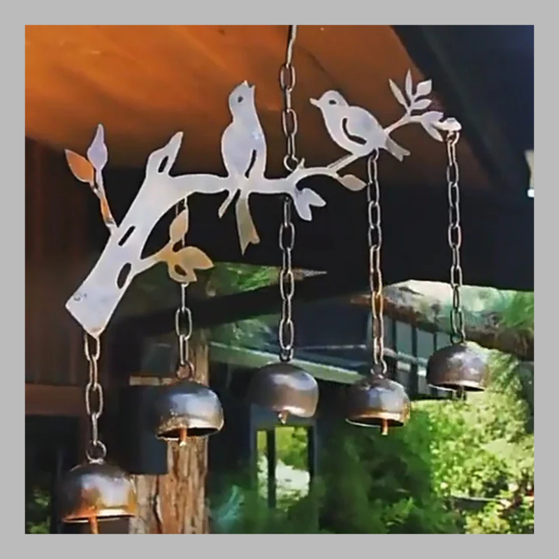 Rustic Iron Wind Chime – Charming Songbird Outdoor Garden Decor