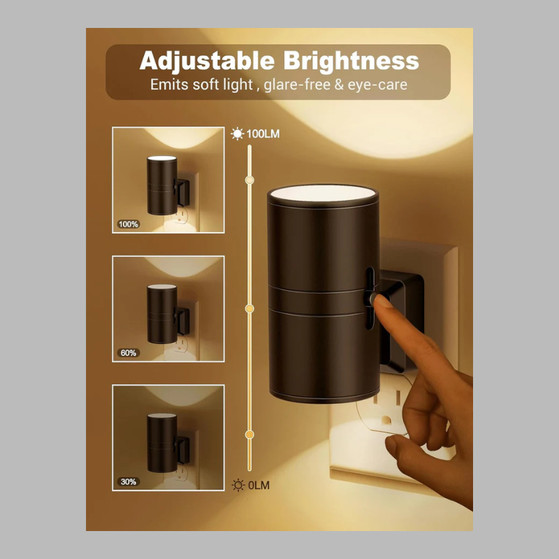 Adjustable LED Night Light Plug-In – Dimmable Bedside & Hallway Lighting